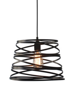 Κρεμαστό Μεταλλικό Μαύρο Σπιράλ Φωτιστικό 1xE27 ACA DECOR – KS153825PB