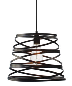 Κρεμαστό Μεταλλικό Μαύρο Σπιράλ Φωτιστικό 1xE27 Φ400 ACA DECOR – KS153840PB