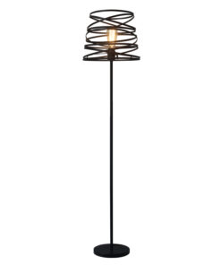 Μεταλλικό Φωτιστικό Δαπέδου 1xE27 Μαύρο Σπιράλ ACA DECOR – KS1538FB