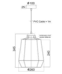 Κρεμαστό Φωτιστικό Μεταλλικό 1xΕ27 Μαύρο Πλέγμα με Ξύλο ACA DECOR Φ260 – KS159326BK