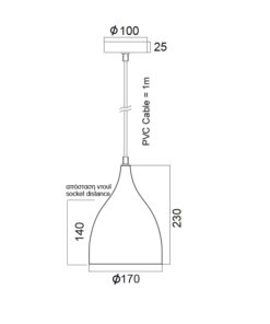 Κρεμαστό Φωτιστικό Μεταλλική Καμπάνα 1xΕ27 Απόχρωση Μάρμαρο Φ170 ACA DECOR – KS174317MR