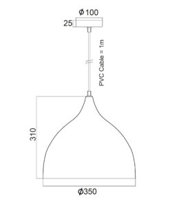 Κρεμαστό Φωτιστικό Μεταλλική Καμπάνα 1xΕ27 Λευκή Φ350 ACA DECOR – KS174335WH
