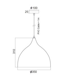Κρεμαστό Φωτιστικό Μεταλλική Καμπάνα 1xΕ27 Απόχρωση Μάρμαρο Φ350 ACA DECOR – KS174335MR