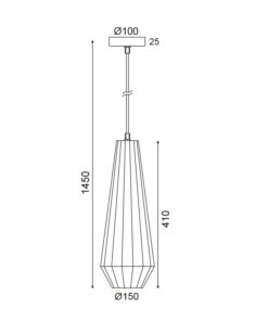 Κρεμαστό 1ΧΕ27 Γυαλί Χάλκινο Φ150 ACA DECOR – KS174415PC