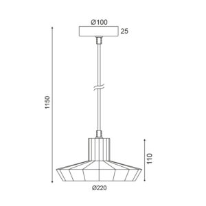 Κρεμαστό 1ΧΕ27 Γυαλί Χάλκινο Φ220 ACA DECOR  – KS174522PC