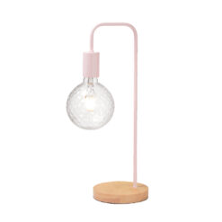 Πορτατίφ 1ΧΕ27 Μεταλλικό Παλ Ροζ με ΞύλοACA DECOR – KS1755TPW