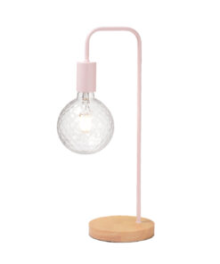 Πορτατίφ 1ΧΕ27 Μεταλλικό Παλ Ροζ με ΞύλοACA DECOR – KS1755TPW