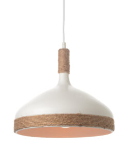 Κρεμαστό Φωτιστικό Μεταλλική Καμπάνα 1xΕ27 Λευκή με Σχοινί Φ300 ACA DECOR – KS182630RW