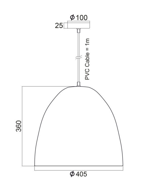 Μεταλλική Καμπάνα 1XE27 Μαύρη Φ405 ACA DECOR – KS183240B