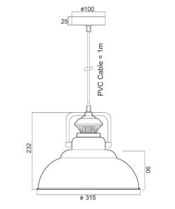 Κρεμαστό Φωτιστικό Μεταλλική Καμπάνα 1xΕ27 Μαύρο με Λευκά Στίγματα Φ315 ACA DECOR – KS184331BW