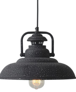 Κρεμαστό Φωτιστικό Μεταλλική Καμπάνα 1xΕ27 Μαύρο με Λευκά Στίγματα Φ315 ACA DECOR – KS184331BW