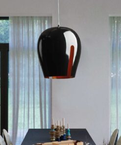 Μεταλλικό Κρεμαστό Φωτιστικό 1xΕ27 Μαύρο με Εγκοπές ACA DECOR – KS184430BG