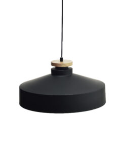 Κρεμαστό Φωτιστικό 1ΧΕ27 Μεταλλικό Μαύρο+Ξύλο Φ410 ACA DECOR – KS198940PBW