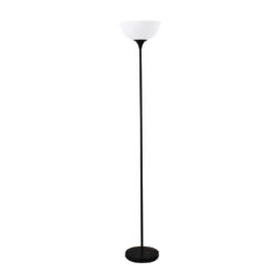 Φωτιστικό Δαπέδου Μαύρο & Λευκό Καπέλο 1xE27 ACA DECOR – KS2026F1BK