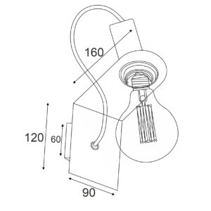 Απλίκα Μεταλλική ΜΑΥΡΗ 1ΧE27 ACA DECOR   – KS2122B