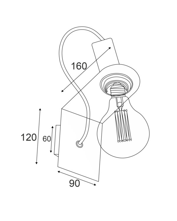 Απλίκα Μεταλλική ΜΑΥΡΗ 1ΧE27 ACA DECOR   – KS2122B