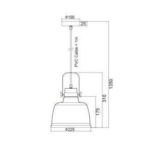 Κρεμαστό Φωτιστικό 1XE27 Μεταλλικό Μαύρο Φ225 ACA DECOR   – KS212622P