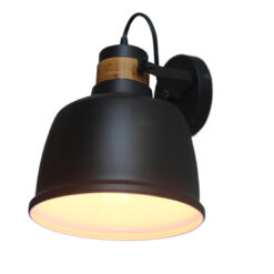 Απλίκα Μεταλλική 1ΧE27 Μαύρη & Απόχρωση Ξύλου ACA DECOR – KS2126BW