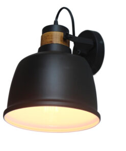 Απλίκα Μεταλλική 1ΧE27 Μαύρη & Απόχρωση Ξύλου ACA DECOR – KS2126BW