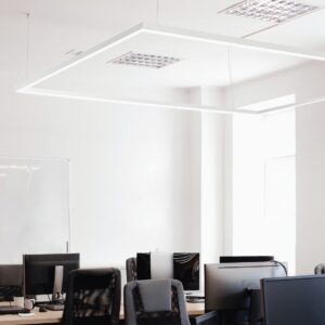 InLight Κρεμαστό φωτιστικό LED 60W 3CCT (By Switch) από αλουμίνιο σε λευκή απόχρωση D:180cm (6072-180-WH)