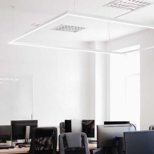 InLight Κρεμαστό φωτιστικό LED 50W 3CCT (By Switch) από αλουμίνιο σε λευκή απόχρωση D:150cm (6072-150-WH)