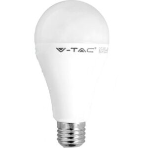 Λευκή λάμπα LED V-TAC, ενεργειακής κατηγορίας Α+, τοποθέτηση σε υποδοχή E27, ιδανική για οικονομικό φωτισμό.