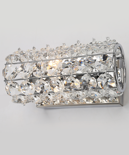 ACA DECOR – Επίτοιχο Φωτιστικό 1ΧG9 Κρύσταλλο + Χρώμιο Μέταλλο 15Χ10Χ7cm