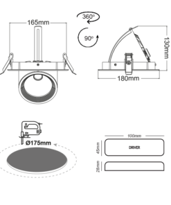 Χωνευτό κινητό φωτιστικό COB 30W 3000K 60° 2400LM 230V Ra80 ACA – LINO3030
