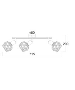 Σποτ III 3XE14 Μαύρο Πλέγμα ACA DECOR – MC15613B