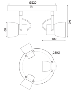 ACA DECOR   – Επίτοιχο Φωτιστικό 3ΧGU10 Τσιμέντο + Μέταλλο  Φ23ΧΗ16,5cm