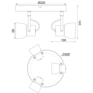 ACA DECOR   – Επίτοιχο Φωτιστικό 3ΧGU10 Τσιμέντο + Μέταλλο  Φ23ΧΗ16,5cm