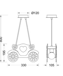 Κρεμαστό Παιδικό Φωτιστικό Άμαξα 2xE27 ACA DECOR  – MD110042P