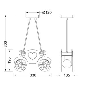 Κρεμαστό Παιδικό Φωτιστικό Άμαξα 2xE27 ACA DECOR  – MD110042P