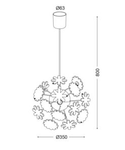 Παιδικό Φωτιστικό Οροφής με Λουλούδια 4xE14 Ø350 Πολύχρωμο ACA DECOR – MD160224FLW