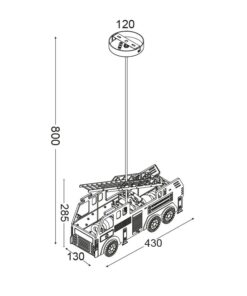 Παιδικό Φωτιστικό Οροφής με Πυροσβεστικό Όχημα 2xE27 Πλαστικό-Μεταλλικό Κόκκινο ACA DECOR – MD160232A