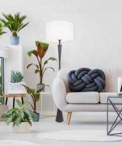 Φωτιστικό Δαπέδου 1xΕ27 Μαύρο Μεταλλικό με Λευκό Υφασμάτινο Καπέλο D40.5*H155cm PLANN ACA – MF240451