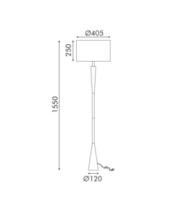 Φωτιστικό Δαπέδου 1xΕ27 Μαύρο Μεταλλικό με Λευκό Υφασμάτινο Καπέλο D40.5*H155cm PLANN ACA – MF240451