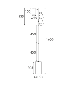 Φωτιστικό Δαπέδου 3xΕ27 Μαύρο Μεταλλικό D15*H165cm KENNETH ACA – MF240573