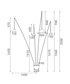 Φωτιστικό Δαπέδου 4ΧE27 Μαύρο Μεταλλικό D100 H250cm DELIA ACA – MF7792
