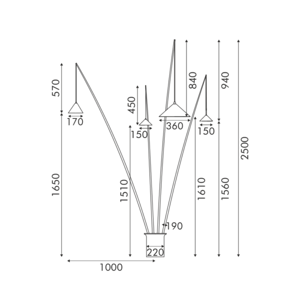 Φωτιστικό Δαπέδου 4ΧE27 Μαύρο Μεταλλικό D100 H250cm DELIA ACA – MF7792