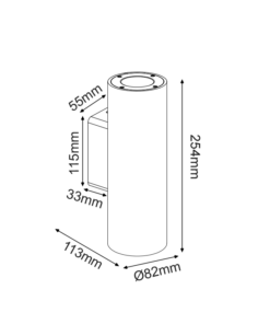 ΣΤΡΟΓΓΥΛΟ ΕΠΙΤΟΙΧΟ ΦΩΤΙΣΤΙΚΟ UP-DOWN IP65 2XGU10 ΜΑΥΡΟ ΤΣΙΜΕΝΤΟ ACA – MK0012RB