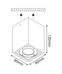 ^ΤΕΤΡΑΓΩΝΟ ΦΩΤΙΣΤΙΚΟ ΟΡΟΦΗΣ IP65 GU10 ΜΑΥΡΟ ΤΣΙΜΕΝΤΟ ACA – MK163130SB