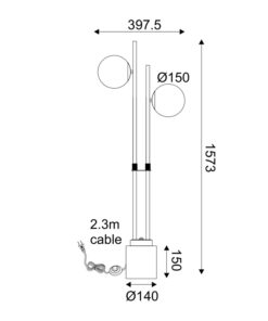 ΕΠΙΔΑΠΕΔΙΟ ΦΩΤΙΣΤΙΚΟ 2ΧΕ14 QUADRO ΜΑΥΡΟ ΜΕΤ/ΚΟ+ ΛΕΥΚΟ ΓΥΑΛΙ-ΜΑΡΜΑΡΟ IP20 40X15XH157CM ACA DECOR – ML127022FBK