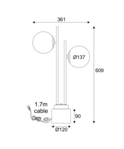 ΕΠΙΤΡΑΠΕΖΙΟ ΦΩΤΙΣΤΙΚΟ 2ΧΕ14 QUADRO ΜΑΥΡΟ ΜΕΤ/ΚΟ+ ΛΕΥΚΟ ΓΥΑΛΙ-ΜΑΡΜΑΡΟ IP20 36X14XH61CM ACA DECOR – ML127022TBK