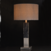 ACA DECOR   – Επιτραπέζιο Φωτιστικό1ΧΕ27 Μεταλλικό Νικελ + Γκρι Αμπαζούρ Φ36ΧΗ53cm