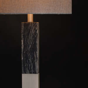 ACA DECOR   – Επιτραπέζιο Φωτιστικό1ΧΕ27 Μεταλλικό Νικελ + Γκρι Αμπαζούρ Φ36ΧΗ53cm