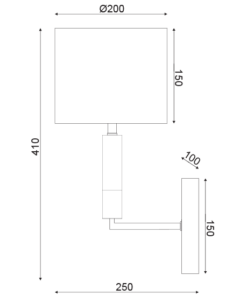 ACA DECOR   – Επίτοιχο Φωτιστικό 1ΧΕ27 Μεταλλικό Νικελ + Γκρι Αμπαζούρ 20Χ25ΧΗ30cm