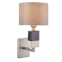 ACA DECOR – Επίτοιχο Φωτιστικό 1ΧΕ27 Μεταλλικό Νικελ + Γκρι Αμπαζούρ 20Χ25ΧΗ30cm