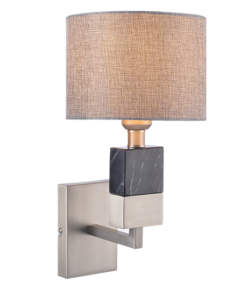 ACA DECOR – Επίτοιχο Φωτιστικό 1ΧΕ27 Μεταλλικό Νικελ + Γκρι Αμπαζούρ 20Χ25ΧΗ30cm