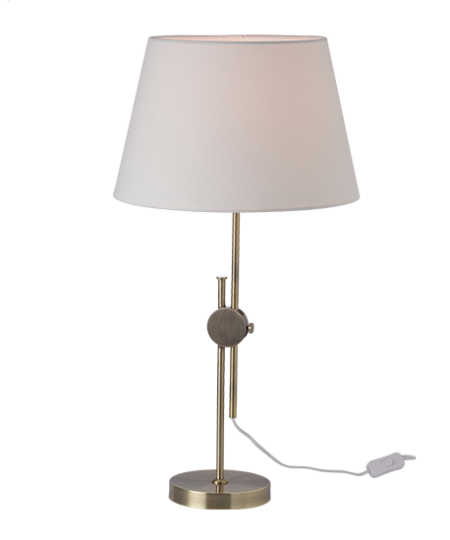 ACA DECOR – Επιτραπέζιο Φωτιστικό 1ΧΕ27 Μεταλλικό Ορείχαλκος + Λευκό Αμπαζούρ Φ36ΧΗ62cm